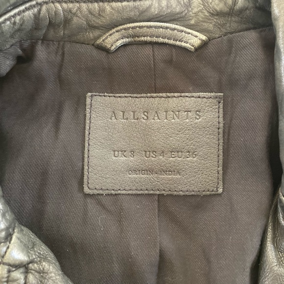 ALL SAINTS BLACK LEATHER BIKER / MOTO JACKET - Picture 5 of 5